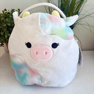 NWT Squishmallows 12" Candess Cow Easter Basket Plush Toy